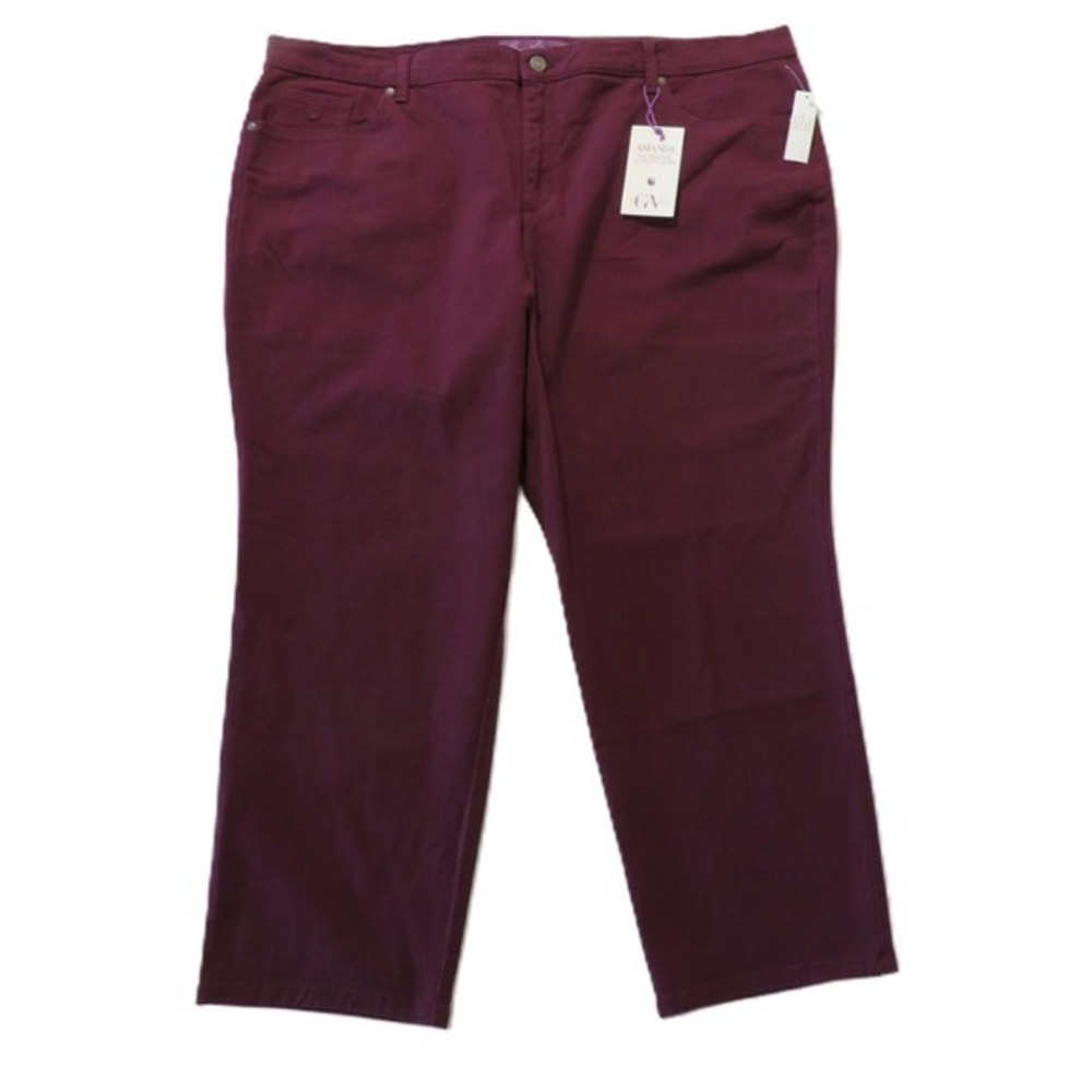 NWT‎ 24W Short Gloria Vanderbilt Amanda Classic Rise Tapered Jeans Burgandy